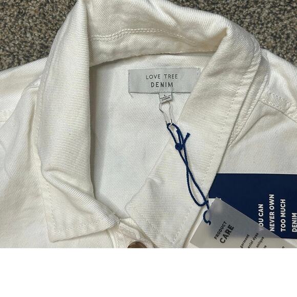 Love Tree White Button-up Denim Jacket - Women Size Large - Picture 8 of 9